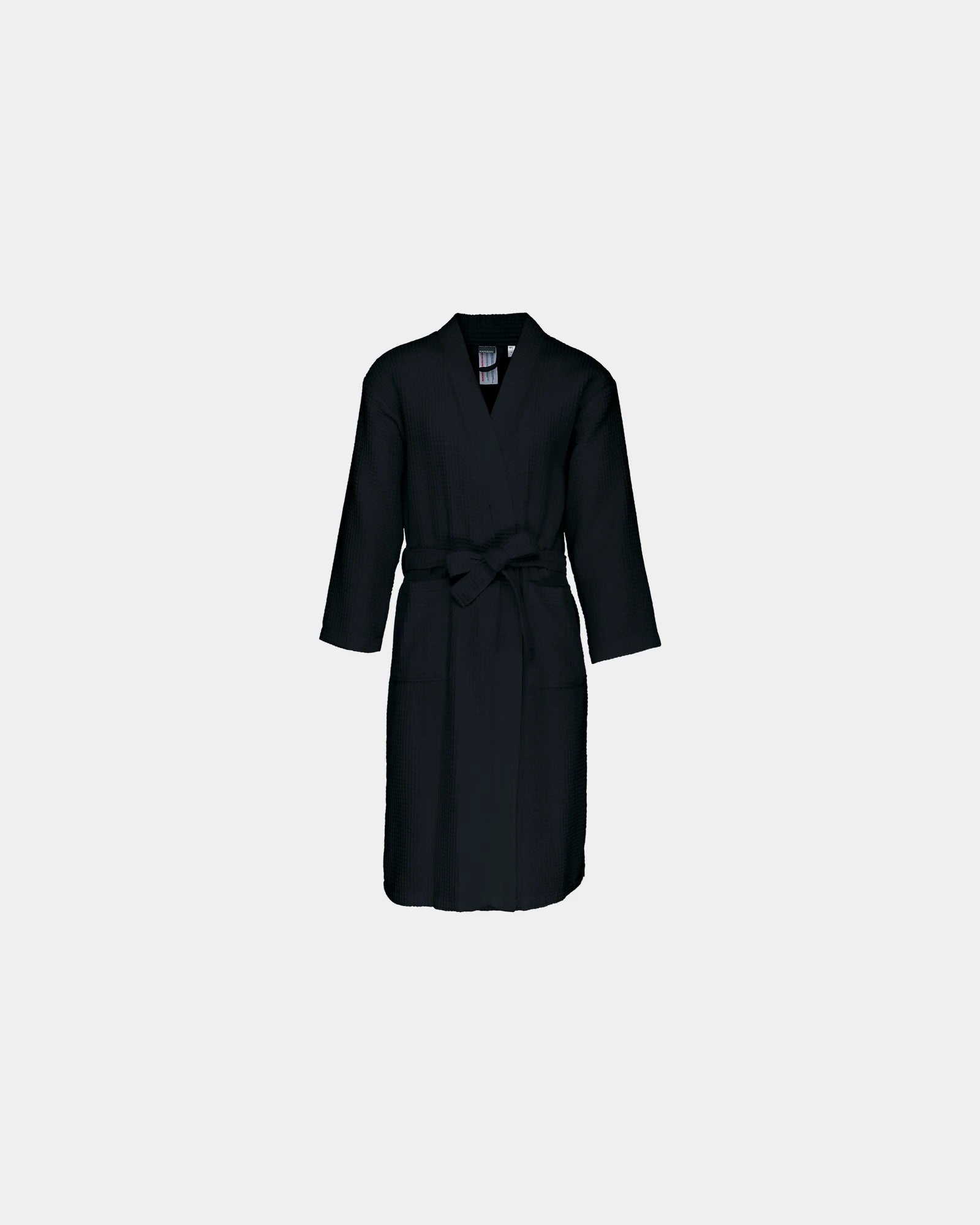 Peignoir kimono coton nid d'abeille à personnaliser - Black